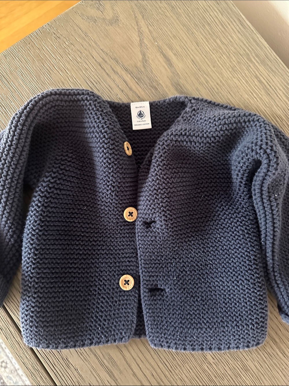 Petit Bateau Navy Buttoned Knit Cardigan